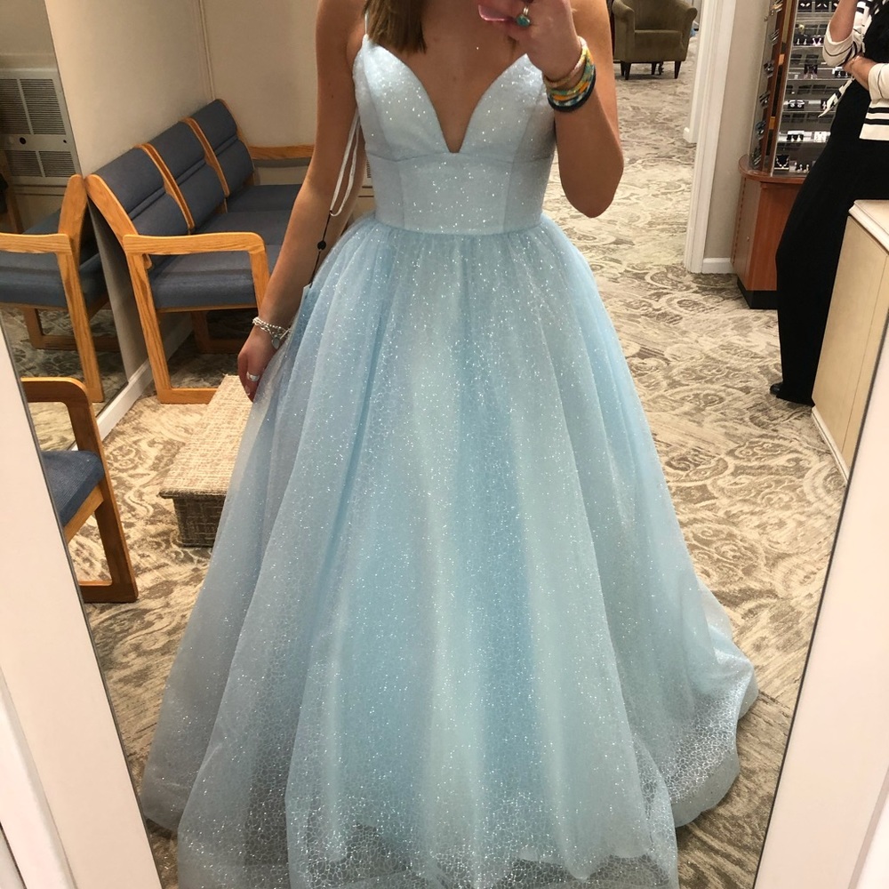 Sherri Hill prom dress ballgown 53665 10 blue Cinderella gown pageant formal